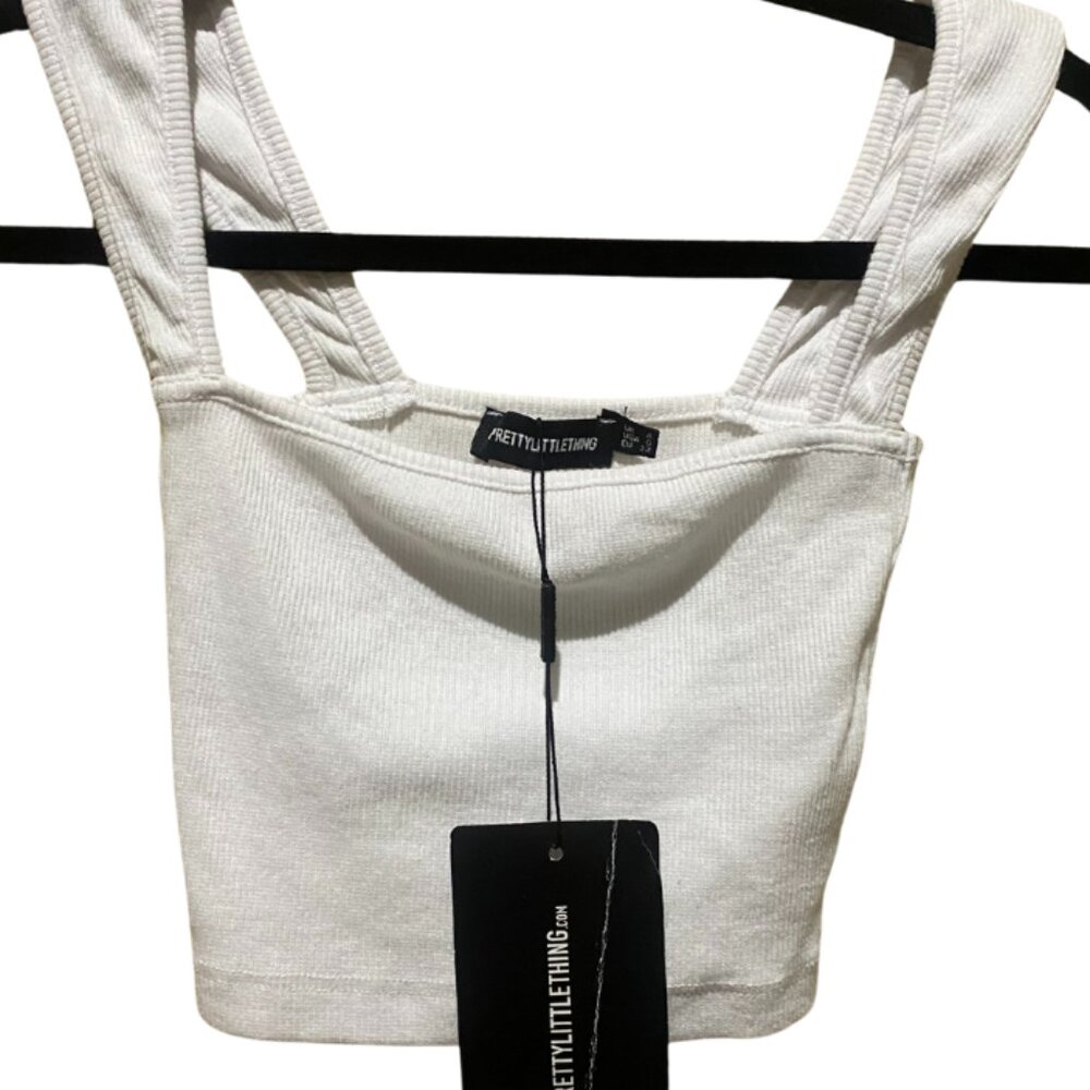 Pretty Little Thing | White Crop Top Basic, Size US 0